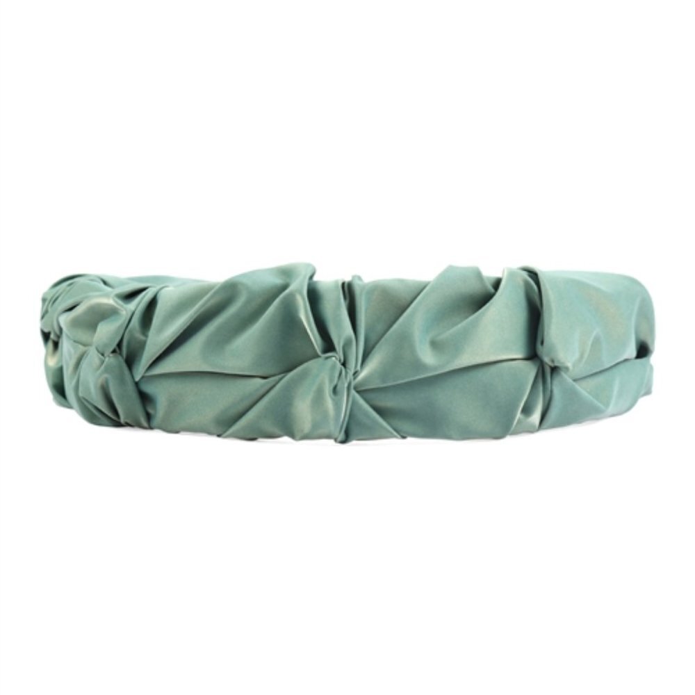 GREEN FAUX LEATHER WRINKLED FASHION HEAD BAND